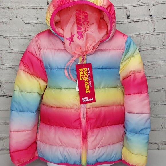 Epic Threads Other - 'EPIC THREADS' OMBRE 'PACKABLE PALS' WATER-RESISTANT PUFFER STYLE HOODED COAT